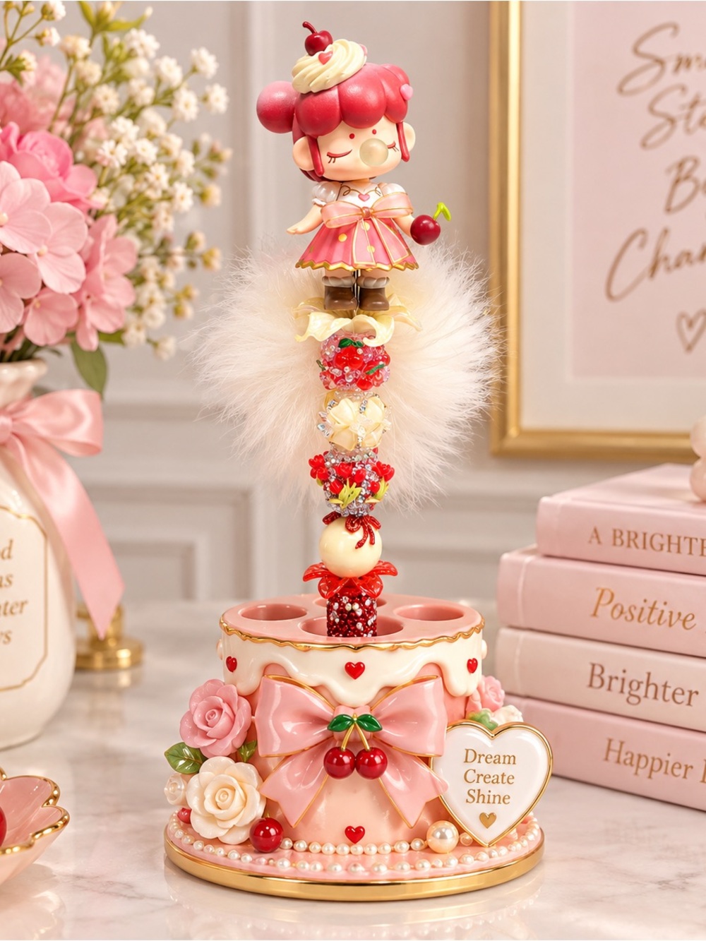 Nanci Figures Rhinstone Pens (Strawberry cake) Nanci Tea Time Series #handmade